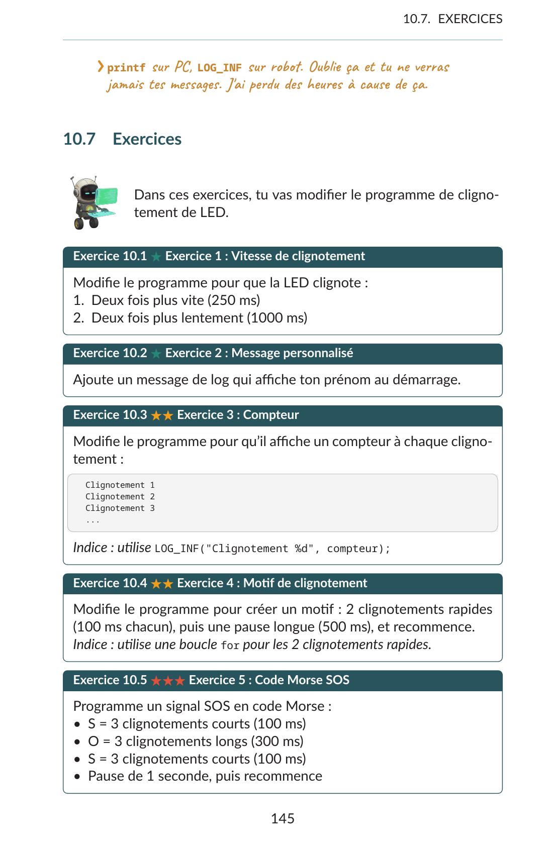 Chapitre 10 — Exercices Zephyr, du clignotement au Morse